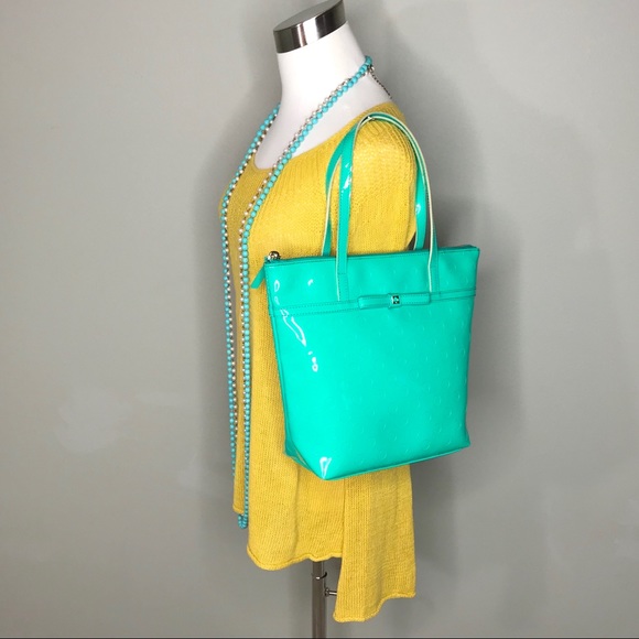 kate spade Handbags - Kate Spade Turquoise Polka Dot Camilla Tote